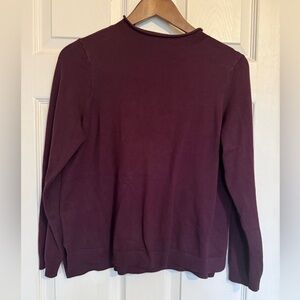 Adrianna Papell Mock Neck Plum Sweater